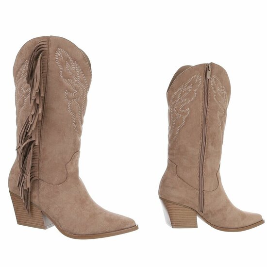 Bottes brunes kaki suèdes mi-hauts  Corina