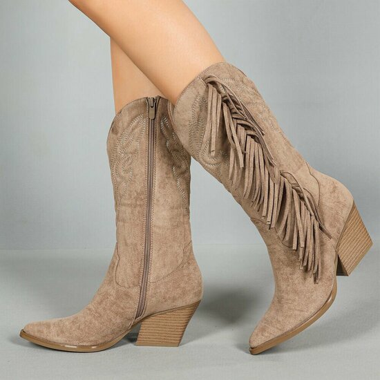 Bottes brunes kaki suèdes mi-hauts  Corina