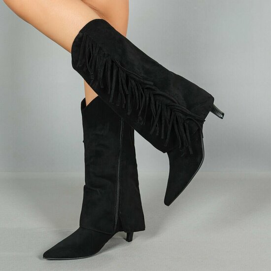 Bottes noires suèdes mi-hauts  Corina