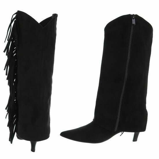 Bottes noires suèdes mi-hauts  Corina