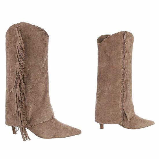 Bottes brunes kaki suèdes mi-hauts  Corina
