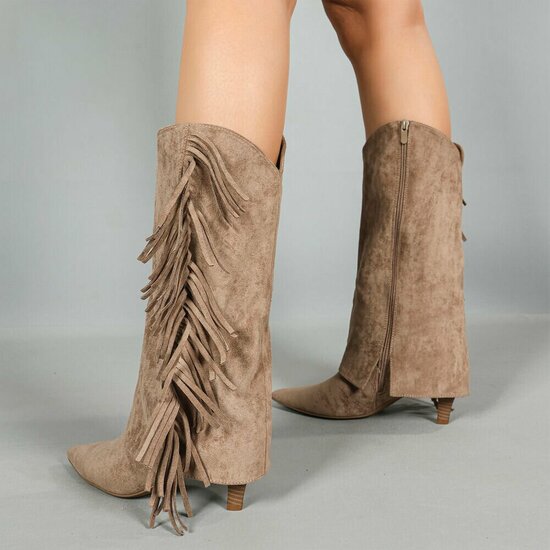 Bottes brunes kaki suèdes mi-hauts  Corina