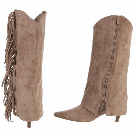 Bottes brunes kaki suèdes mi-hauts  Corina
