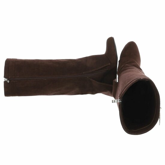Hoge bruine suede laars met omslag Calista