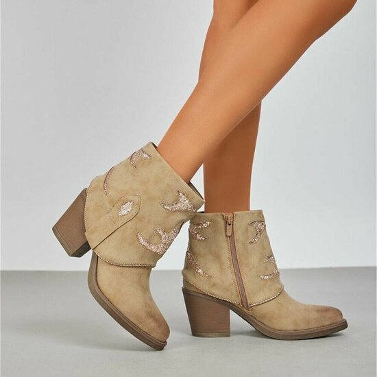 Bottines en daim brun kaki  à rabat Alondra