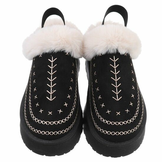 Zwarte suede lage winter mule Linda