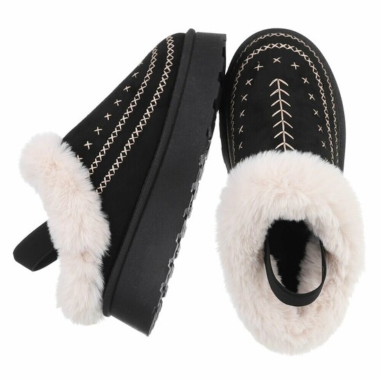 Zwarte suede lage winter mule Linda