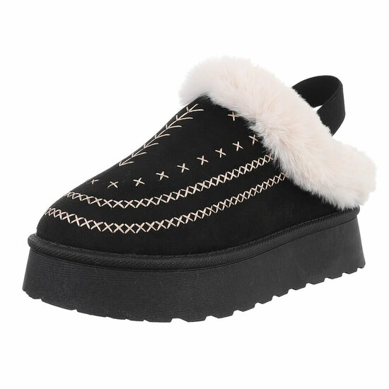 Zwarte suede lage winter mule Linda