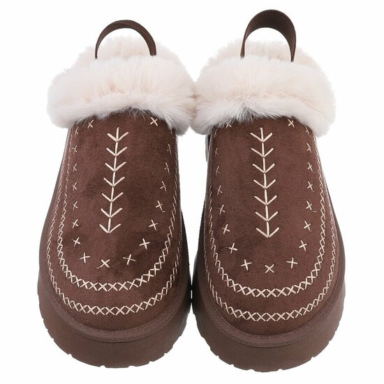 Bruine suede lage winter mule Linda