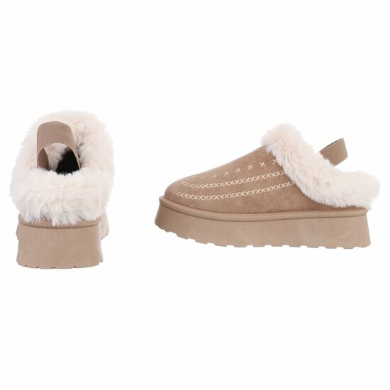 Kaki bruine suede lage winter mule Linda