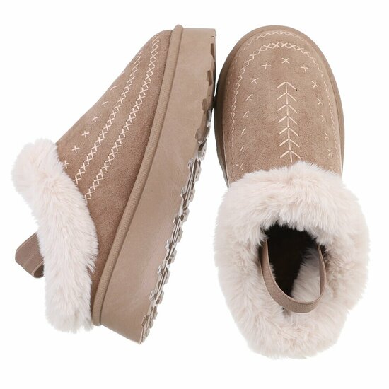 Kaki bruine suede lage winter mule Linda