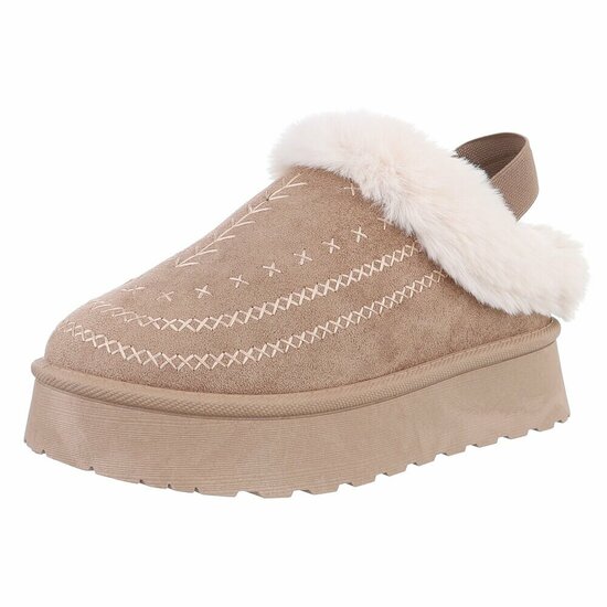Kaki bruine suede lage winter mule Linda