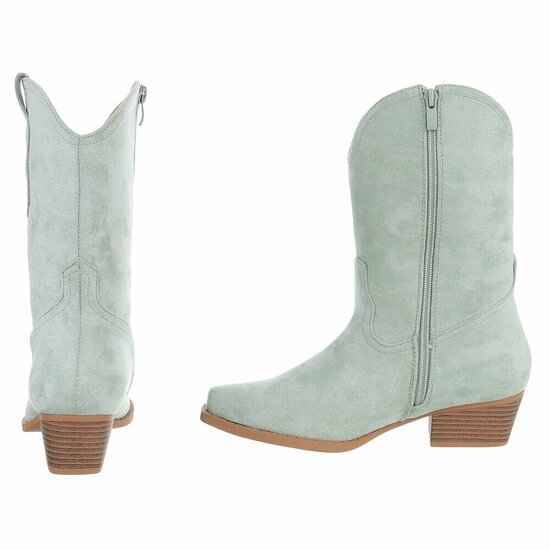 Licht groene daimen biker/western boot Arciela