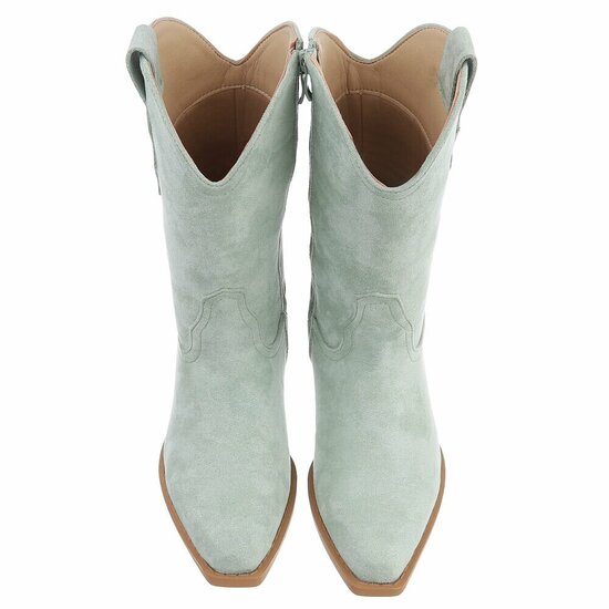 Licht groene daimen biker/western boot Arciela