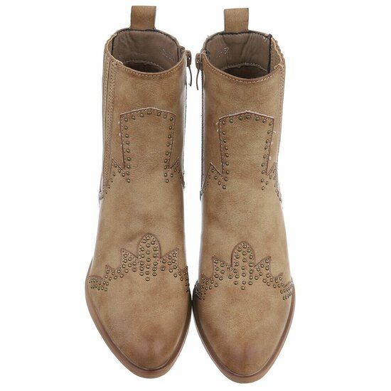 Bottines biker-western brunes kaki Delphine