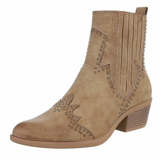 Bottines biker-western brunes kaki Delphine