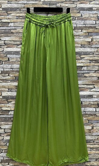 Olijf groene broek in satin