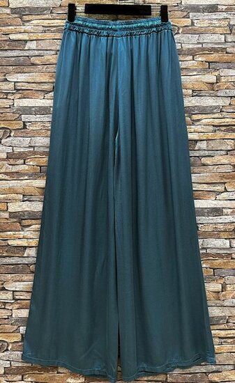 Teal blauwe broek in satin