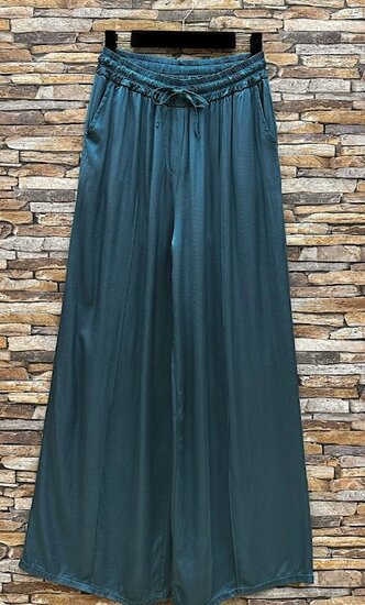 Teal blauwe broek in satin