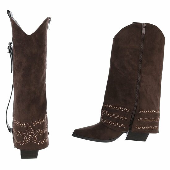 Bruin suede laars met omslag Charlaine