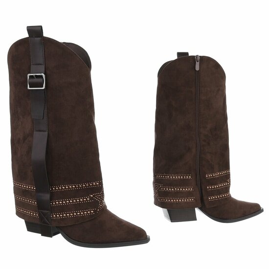 Bruin suede laars met omslag Charlaine
