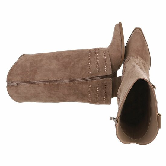 Kaki bruine suede laars met omslag Charlaine