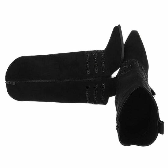 Zwarte suede laars met omslag Charlaine