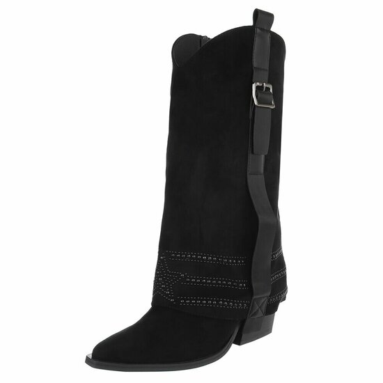 Zwarte suede laars met omslag Charlaine