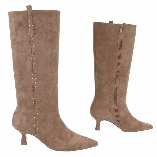 Hoge kaki bruine suede laars Carlien