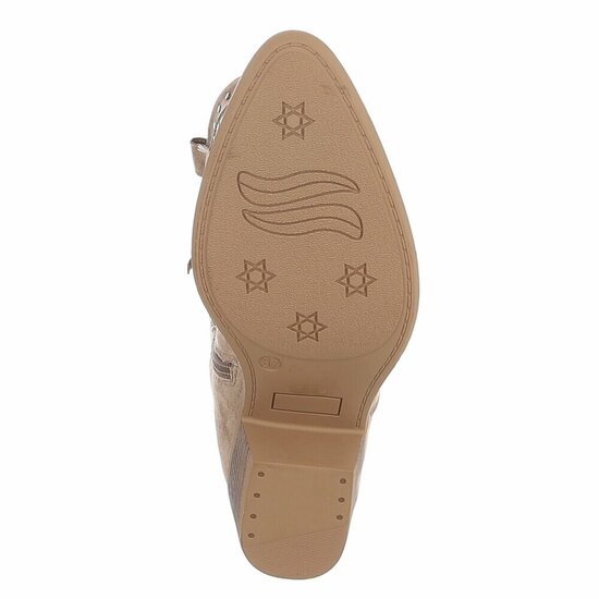 Hoge kaki bruine suede western-biker laars Charis