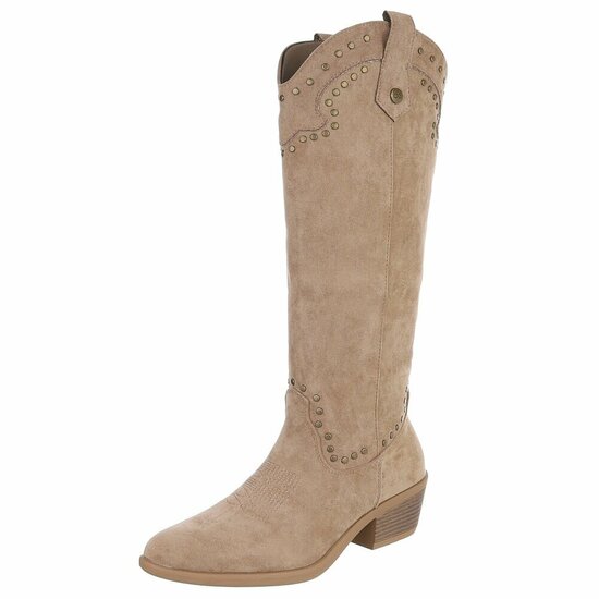 Hoge kaki bruine suede western-biker laars Charis