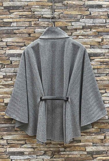 Elegante grijs-zwarte cape jas