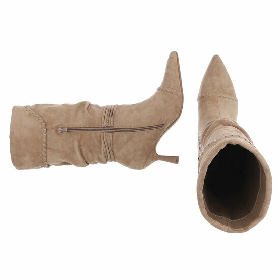 Kaki bruine midi suede laars Caprice