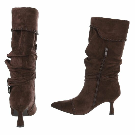Bruine midi suede laars Caprice