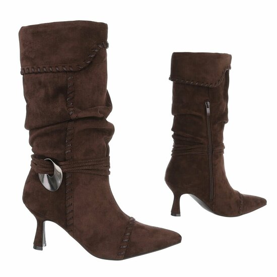 Bruine midi suede laars Caprice