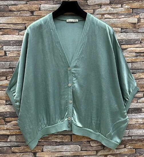 Wasabi groene gilet in satin