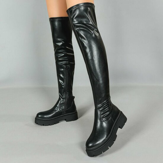 Zwarte overknee laars Carijn
