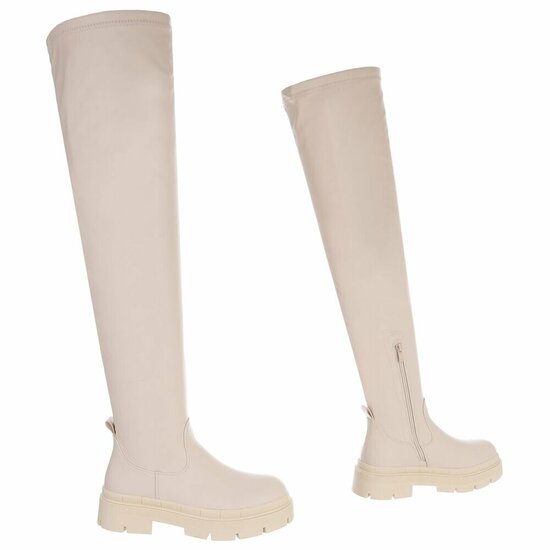 Beige overknee laars Carijn