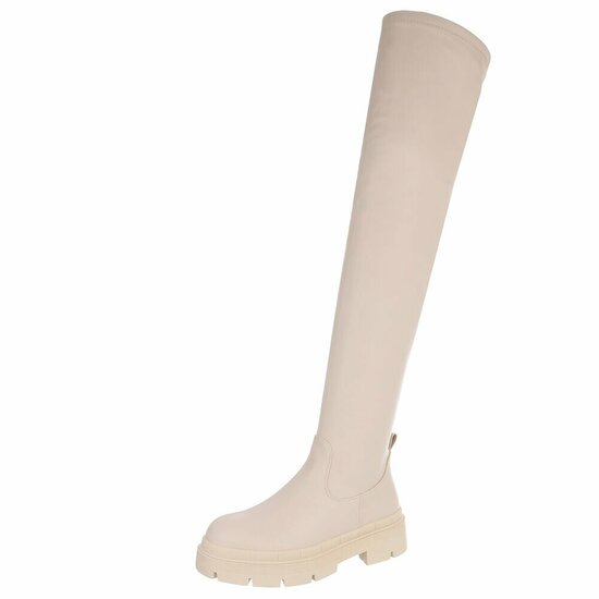 Beige overknee laars Carijn