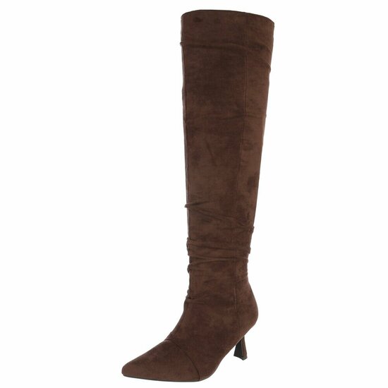 Bruine suede overknee laars Cosima