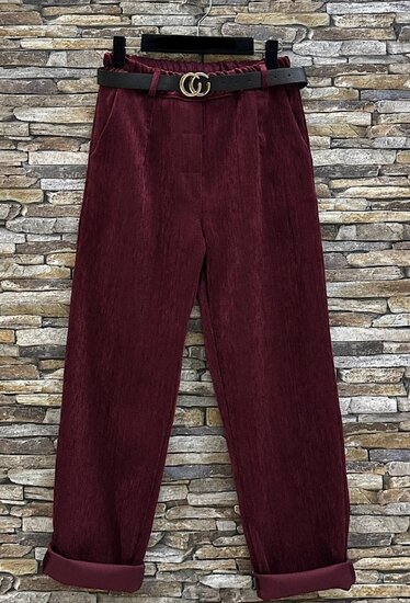 Wijn rode velvet broek
