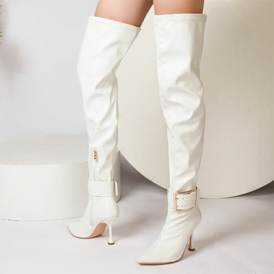 Witte overknee laars Jina