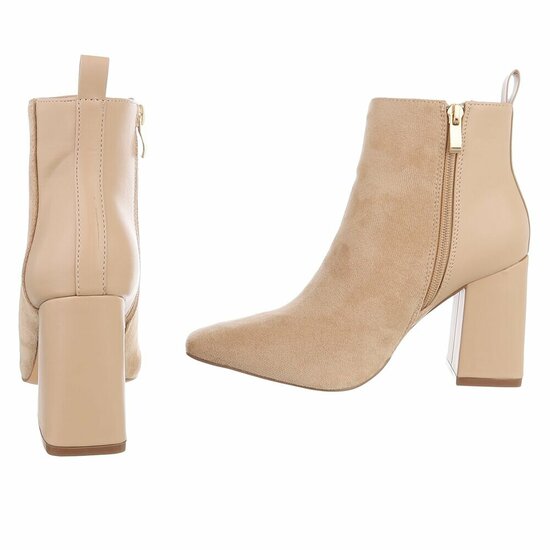 Bottines Adele en daim beige bi-matière