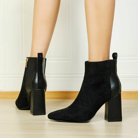 Bottines Adele en daim noir bi-matière