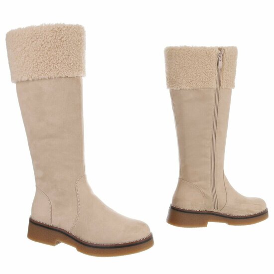 Beige suede laars Nicole