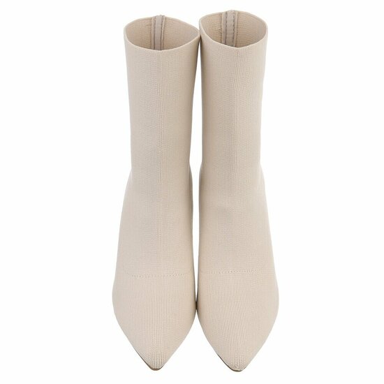 Beige textiel enkellaarsje Carol