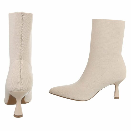 Beige textiel enkellaarsje Carol
