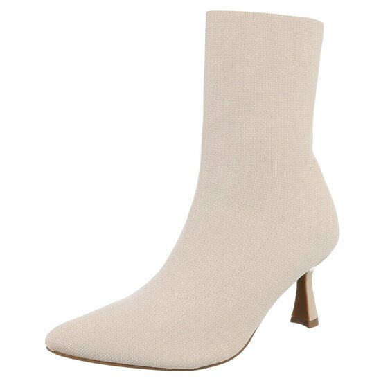 Beige textiel enkellaarsje Carol