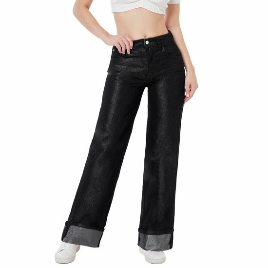 Zwarte wide leg jeans broek voor dames