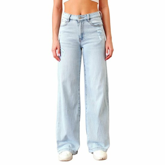 Licht blauwe wide leg jeans broek voor dames in used look